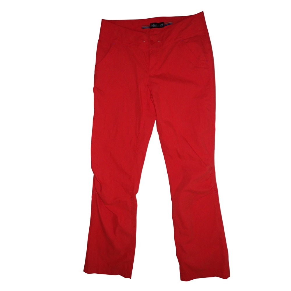 Marmot Adventure Pants Women 8  Red Outdoor Hiking Trail Casual Roll Cuff